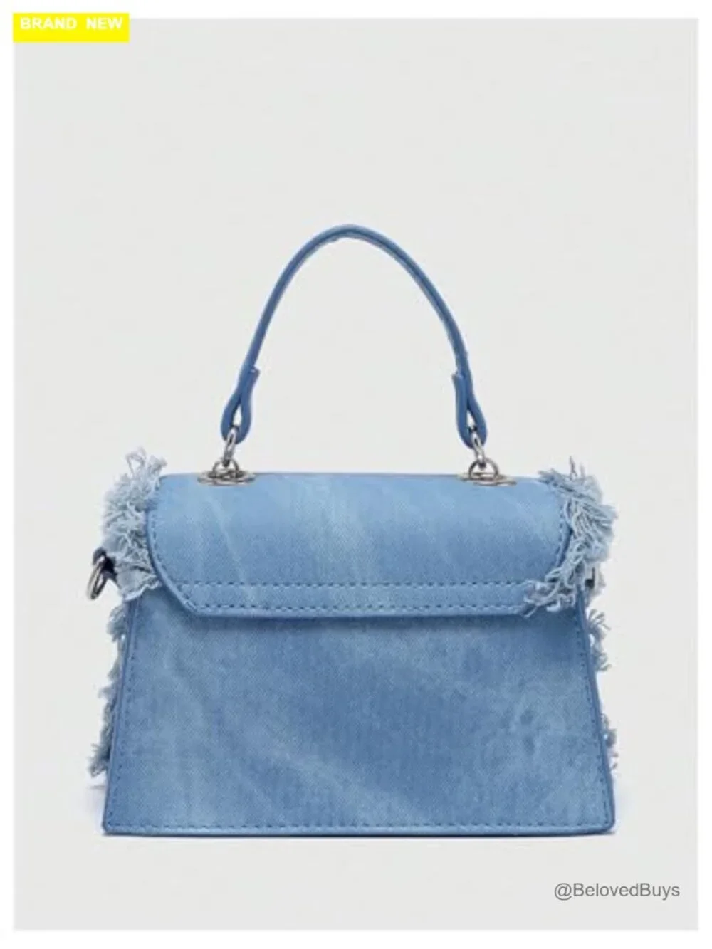Fringe Hobo Bag Tassel Trim Small Denim Vegan Suede Crossbody